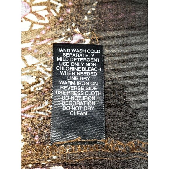 Avenue French Crinkle Pleated Button Blouse 14/16 Brown Sequins pink floral - Picture 11 of 11